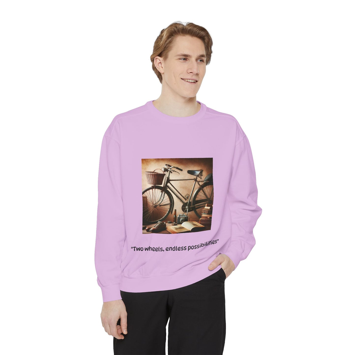 Vintage Bicycle Sweatshirt - "Two Wheels, Endless Possibilities" - Unisex Garment-Dyed Comfort