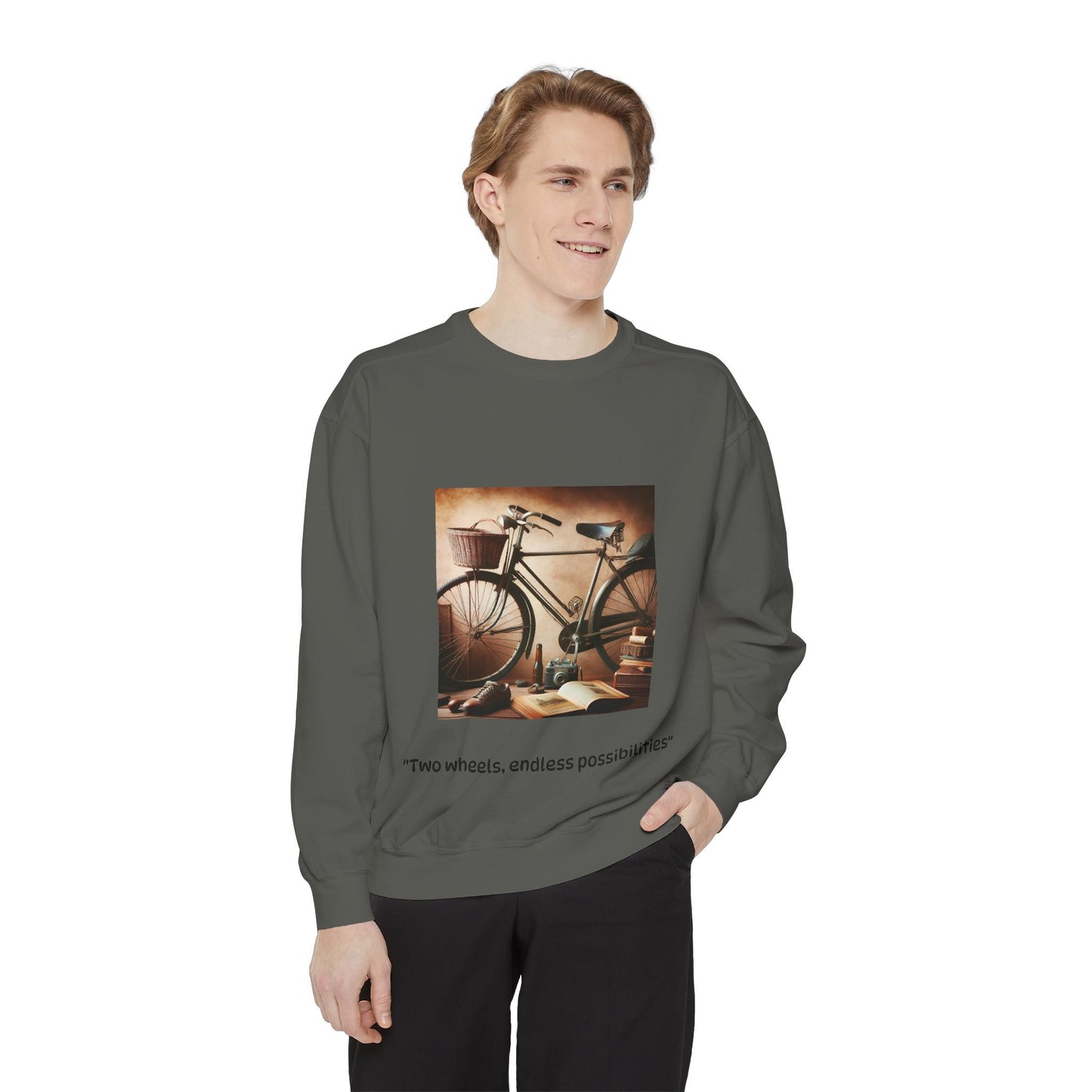 Vintage Bicycle Sweatshirt - "Two Wheels, Endless Possibilities" - Unisex Garment-Dyed Comfort