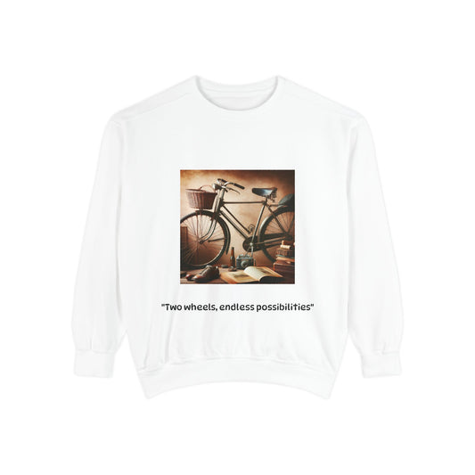 Vintage Bicycle Sweatshirt - "Two Wheels, Endless Possibilities" - Unisex Garment-Dyed Comfort