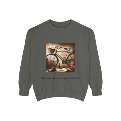 Vintage Bicycle Sweatshirt - "Two Wheels, Endless Possibilities" - Unisex Garment-Dyed Comfort