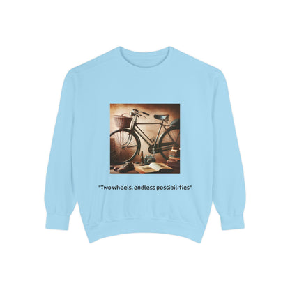 Vintage Bicycle Sweatshirt - "Two Wheels, Endless Possibilities" - Unisex Garment-Dyed Comfort