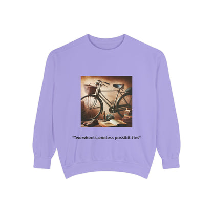 Vintage Bicycle Sweatshirt - "Two Wheels, Endless Possibilities" - Unisex Garment-Dyed Comfort