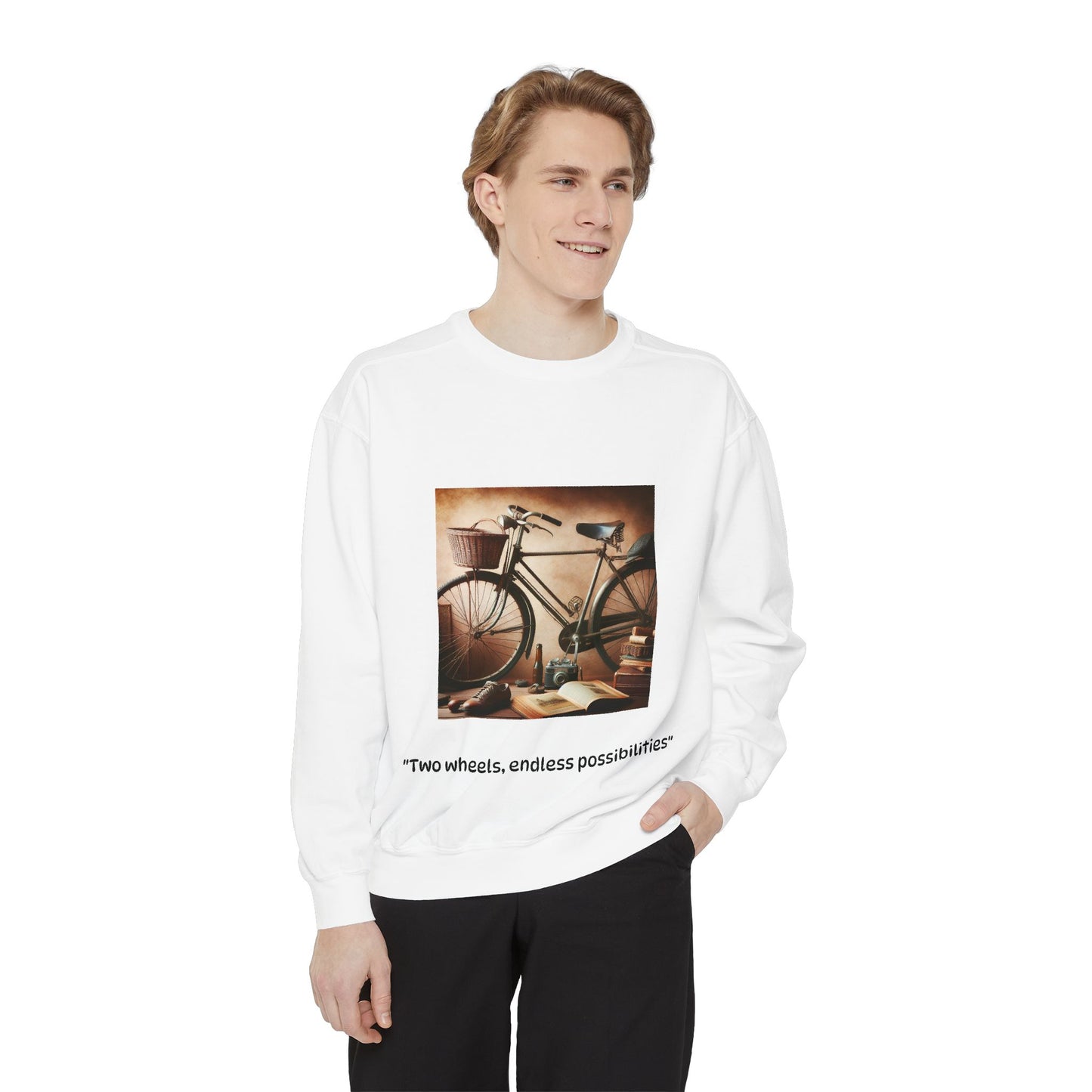 Vintage Bicycle Sweatshirt - "Two Wheels, Endless Possibilities" - Unisex Garment-Dyed Comfort